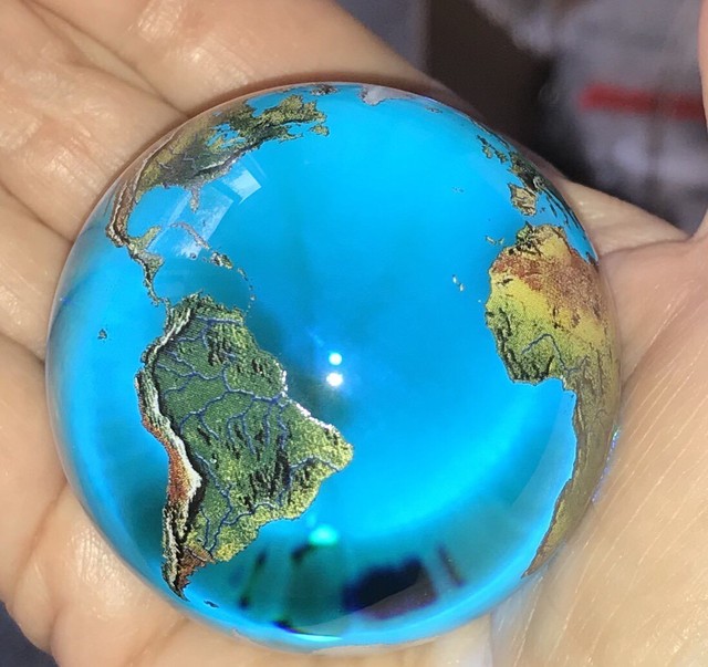 LARGE SIZE 2" Crystal Glass Earth Globe Marble Sphere Orrery for sale