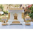 Wooden Hindu Temple Spiritual Wall Mounted Pooja Mandir Religious Shrine-3PC Set