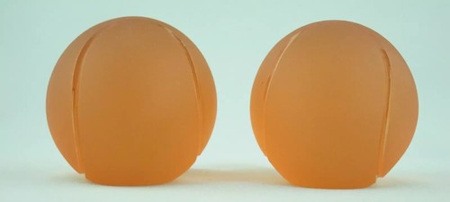 La Murrina Pair paperweights Murano glass sandblasted orange Tennis balls 1900 - Picture 14 of 24