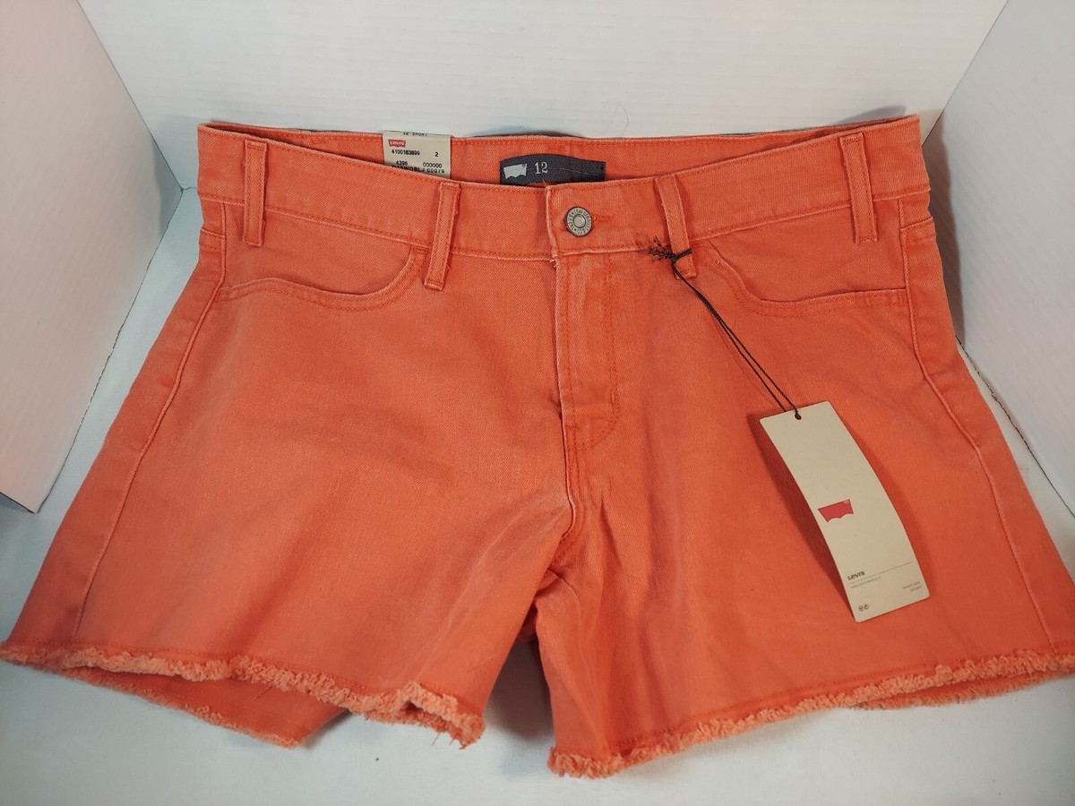 Levi's Jean Shorts Orange Frayed Hem 12 NWT