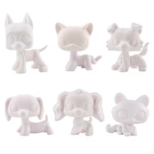 6pcs Blank Bases for LPS Custom,Custom White Base LPS Cat LPS Dog Kids Paint Toy
