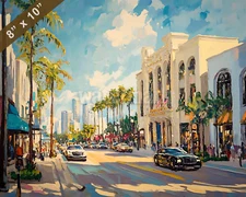 Los Angeles with Rodeo Drive oil painting 8x10 Print
