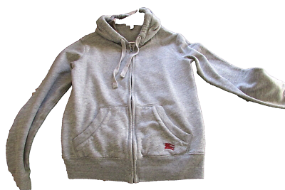 BURBERRY BRIT Chester Hoodie Gray Full Zip Mens Nova Check Plaid