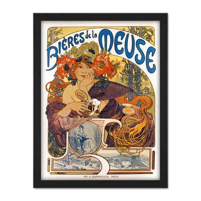 Beer Of The Meuse Paris France Vintage Framed Wall Art Print 18X24 In
