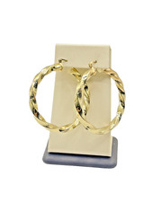 Gold-Plated Retro Twist Textured Large Hoop Earrings