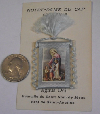 Vtg New Our Lady of Notre Dame Du Cap Agnus Dei relic embroidered ...