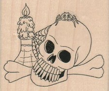 Skull Bone 3 x 2 1/2" Rubber Stamp, Halloween Stamp, Halloween Crafts