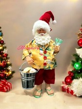 Tropical Beach Table Top Santa 12  Hawaii Shirt, Bucket, Seashells New