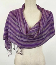 Hand woven Egyptian cotton rectangular shawl scarf throw wrap double face