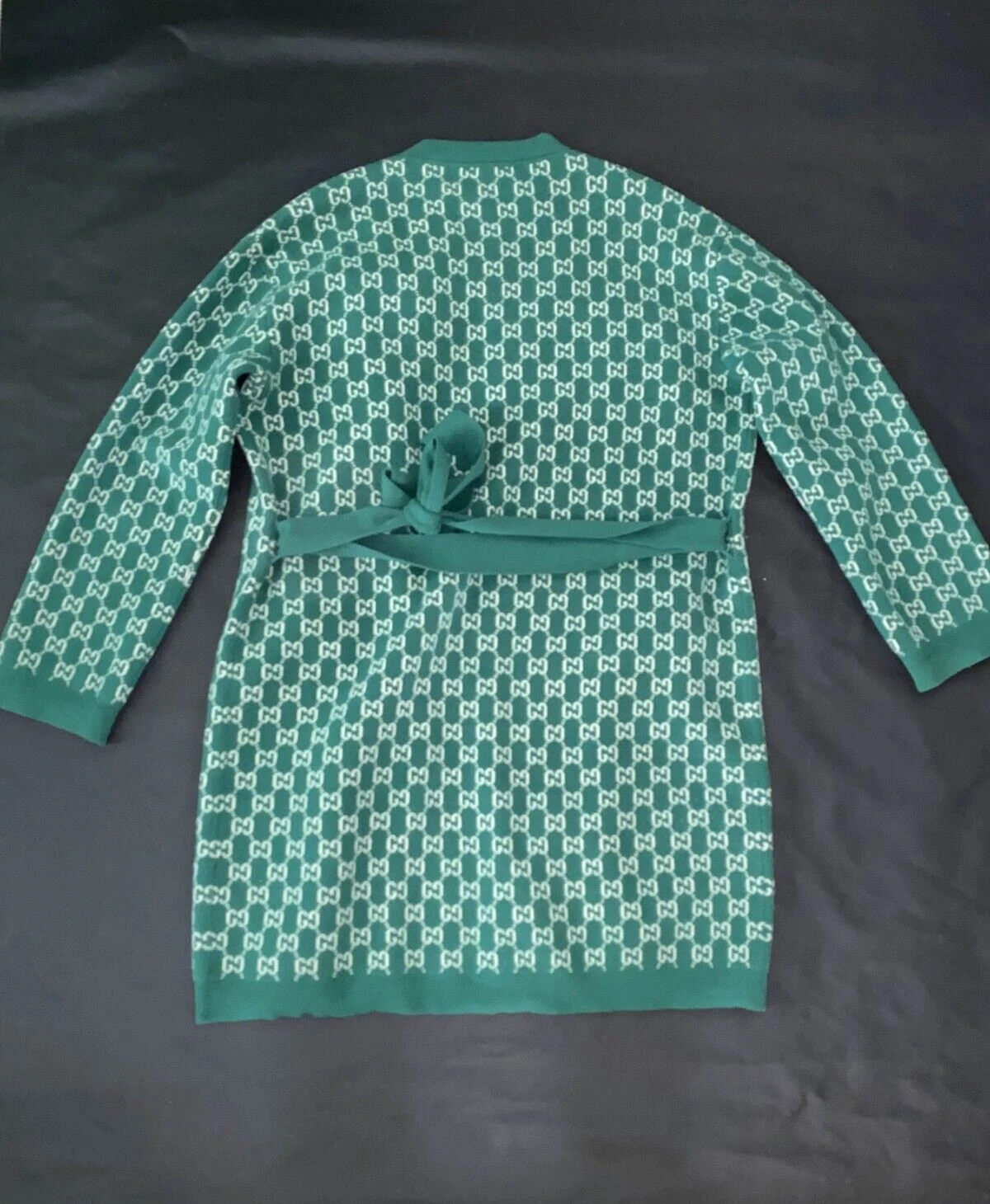 GUCCI Cardigan in maglia di lana verde da donna in S modello GG Authentic