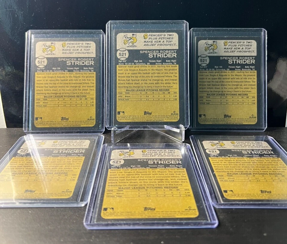 (6) 2022 Topps Heritage High Number SPENCER STRIDER Card Lot x6 Braves RC #521 - Image 2 of 2