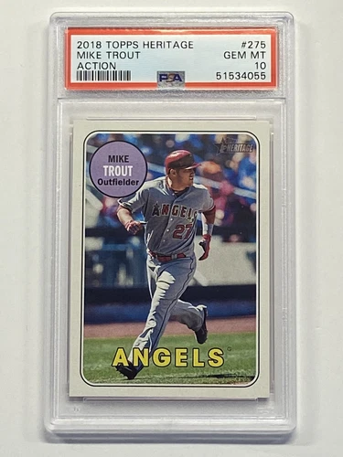 MIKE TROUT 2018 Topps Heritage #275 Action image variation Angels PSA 10