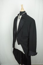 Matsuda Vintage Black One Button Morning Coat Jacquard Lapel Formal STUNNER Sz M