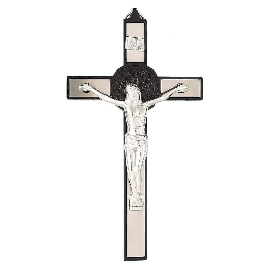 Crucifix Wall Cross Metal Black Catholic Crucifix for Home Bedroom