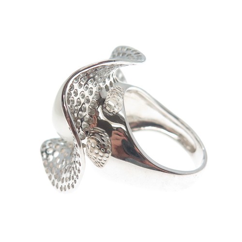 HONORA 925 Sterling Silver Real Pearl Flower Cutout Domed Ring Size 5.25 - Picture 6 of 8