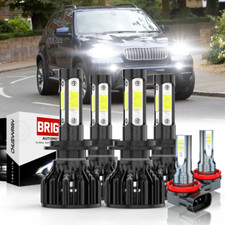 For BMW X5 2007-2013 LED Headlight Hi/Low Beam Fog Light Bulbs 6000K White Combo