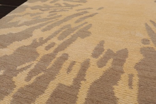 2’ x 3’ Hand Knotted Wool & Silk Modern Tibetan Oriental Area rug 2x3 Beige - Picture 4 of 4
