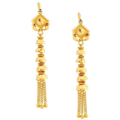 22K/18K Real Certified Fine Yellow Gold Rough Basket Dangle Earrings