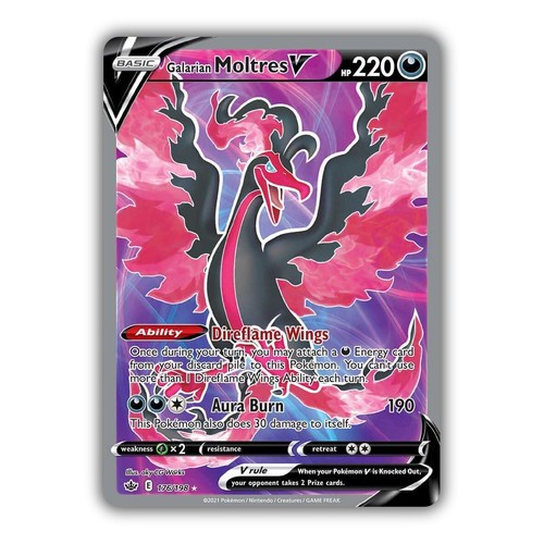 Pokemon Chilling Reign Galarian Moltres V 176/198 AGS Gem-MT 10