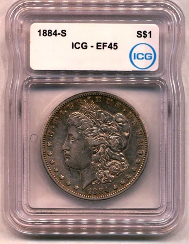 1884-S MORGAN DOLLAR ICG XF45