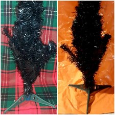 New Black Gothic Artificial Tabletop Christmas Halloween Tree Plastic Base 2' T