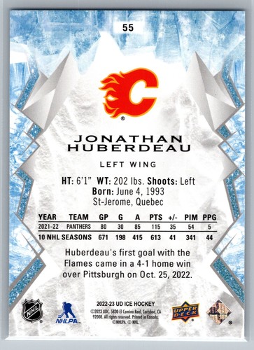 2022-23 cubierta superior hielo #55 Jonathan Huberdeau - Imagen 2 de 2