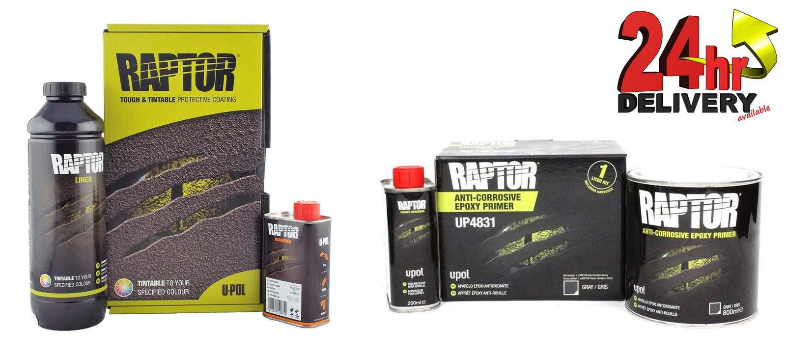 U-Pol Raptor Tintable Liner Kit 1L Truck Coating & Epoxy Primer Upol
