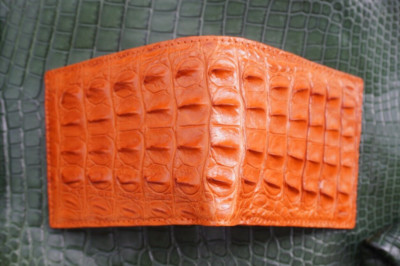 Orange Real Hornback Leather Men's Bifold Wallets #K37