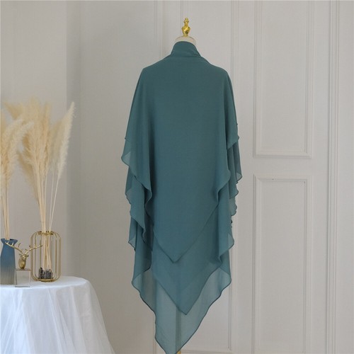 Women Overhead Hijab 3 Layer Prayer Muslim Khimar Headscarf Robe Burqa Islam New - Picture 36 of 47