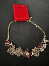 Holiday Lane Christmas Bells And Ornaments Necklace In Multitone With Crystals