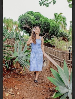Palaka Dress Long Midi Women's Cotton New Hawaiian Style | eBay