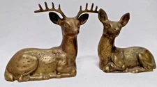 Vintage Brass Deer Buck & Doe Mid Century Modern MCM Figurines