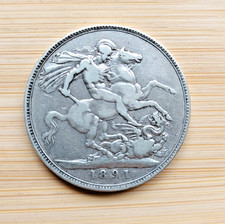 1891 Victoria Crown coin - Jubilee Head - .925 Silver