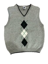 Janie And Jack Boys Size 4 Sleeveless Argyle Sweater Vest Pullover V-Neck Gray