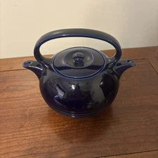 Hall China Co. Twinspout Teamaster Cobalt Blue Teapot USA