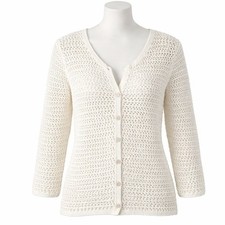 Eddie Bauer Cardigan Womens Large Ivory Merce...