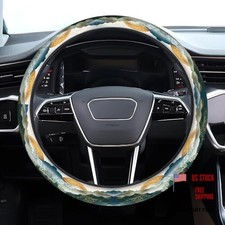Car Steering Wheel Cover Anti-slip Breathable Elastic Cute Green Mountain