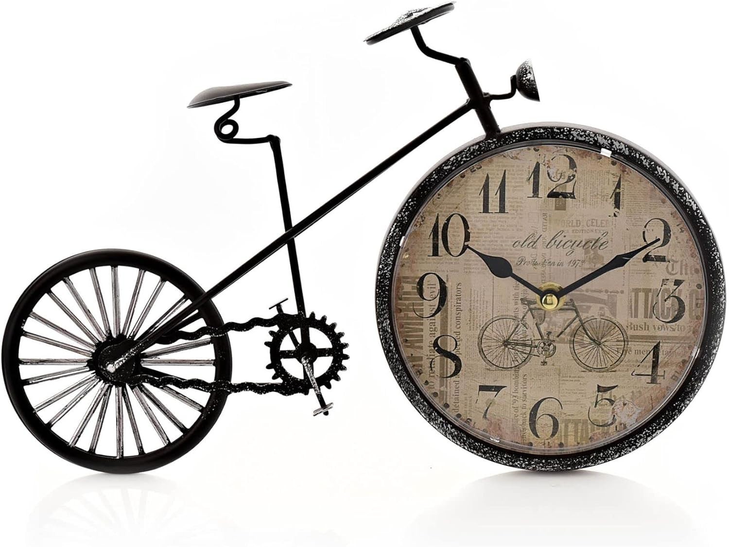 Widdop and Co Hometime Mantel Clock Penny Farthing Arabic Dial Spade Hands w2924