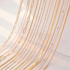 Stainless Steel Necklace Gold Color Paperclip Link Chain Women Jewelry