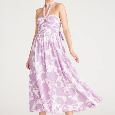 white ruched halter dress Floral Ruched Halter Mini Dress - White 8 main image 0