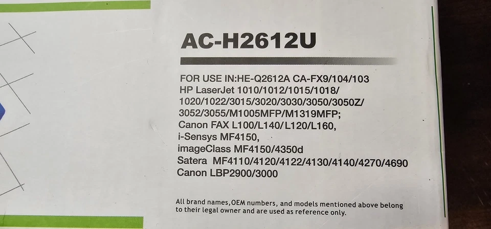 全新高级碳粉 黑色墨盒 AC-H2612U HE-Q2612A CA-104/103 — 第 4/4 张图片