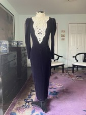 Vintage 80 s Formal Prom Party Velvet Lace Dress