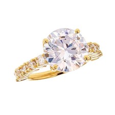 Solid Gold Cubic Zirconia Engagement Ring Available in Yellow/Rose/White Gold