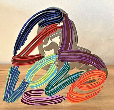 Pop art Metal '' Strokes of love  ''  sculpture  by DAVID GERSTEIN