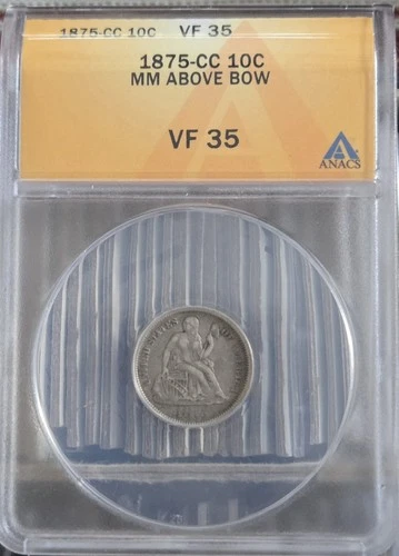 1875-CC Seated Liberty Dime ANACS VF35