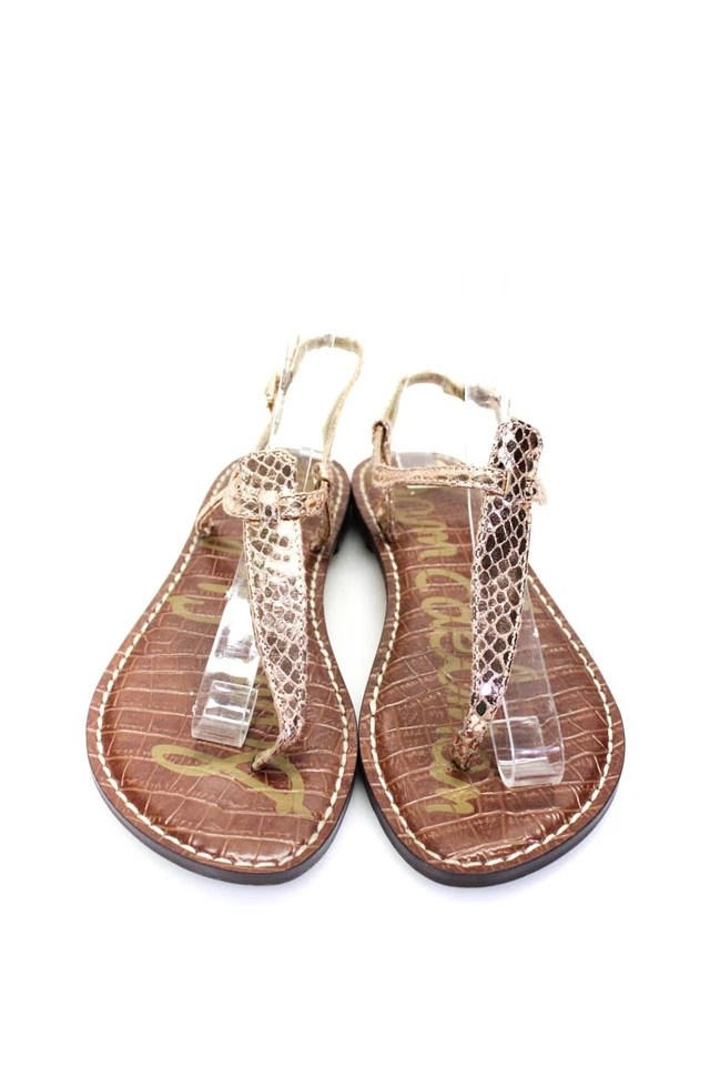 Sandalias Sam Edelman para mujer con estampado de animales metálicas con correa hebilla doradas talla 7 Foto 2 de 4