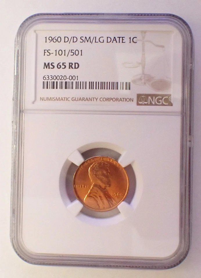 🔥 1960-D Lincoln Cent DDO ,MS 65 RD SM/LG Date FS 101/501 Great D/D - Image 3 of 4