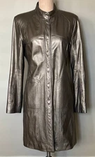 Elie Tahari-Golden Bronze 100% Leather Coat-Fully Lined-Large-MSRP $995.