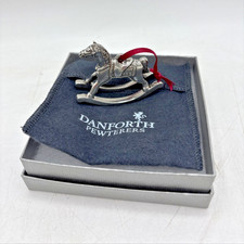 Vintage 90s Danforth Pewter Rocking Horse Ornament Signed Made In USA Classic