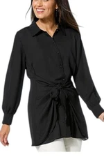 Colleen Lopez Women's Convertible Button-Front Tunic Black